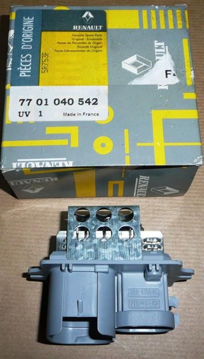 Renault 77 01 040 542 Резистор електродвигуна вентилятора 7701040542: Купити в Україні - Добра ціна на EXIST.UA!
