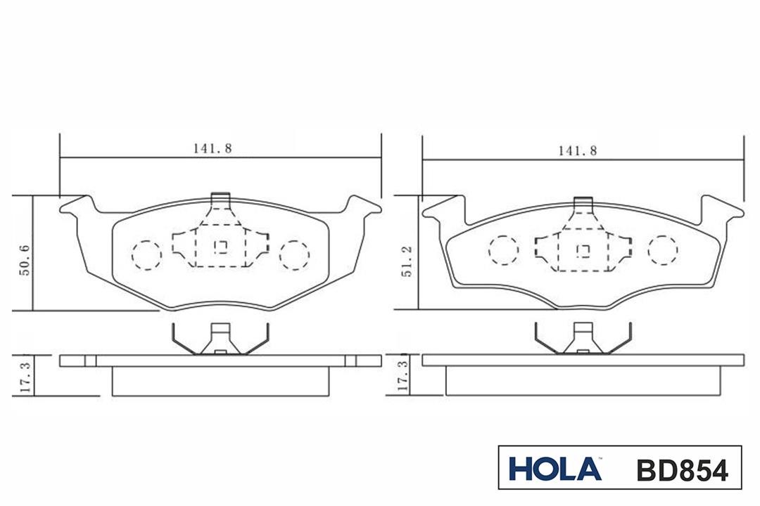 Гальмівні колодки передні, комплект Hola BD854