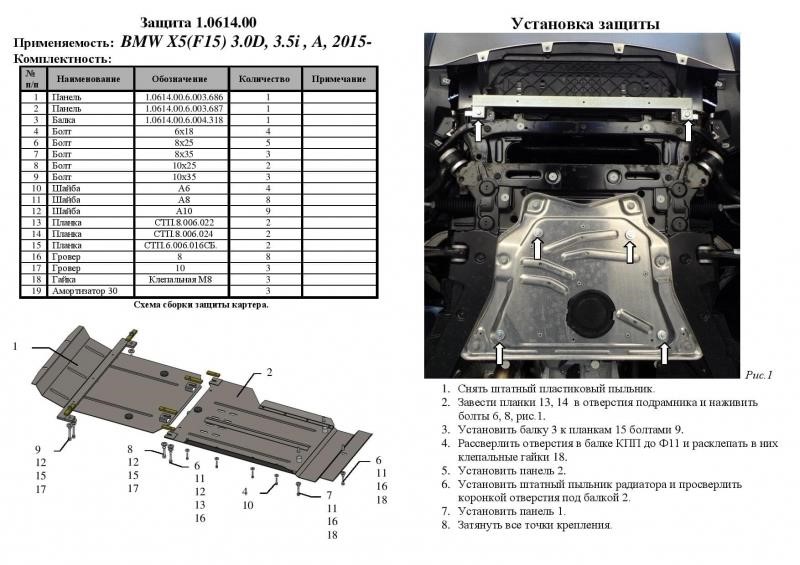 Захист двигуна Kolchuga стандартний 1.0614.00 для BMW (КПП, радіатор) Kolchuga 1.0614.00
