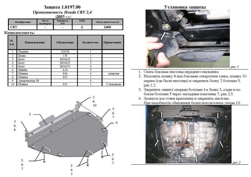 Захист двигуна Kolchuga стандартний 1.0197.00 для Honda (КПП) Kolchuga 1.0197.00