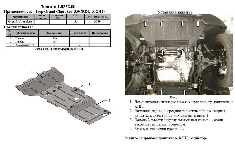 Захист двигуна Kolchuga стандартний 1.0352.00 для Jeep (КПП, радіатор, раздатка) Kolchuga 1.0352.00