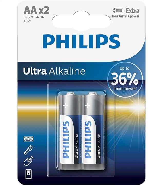 Philips LR6E2B/10 Батарейка Ultra Alkaline AA, 1,5V LR6E2B10: Купити в Україні - Добра ціна на EXIST.UA!