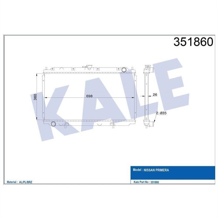 Kale Oto Radiator 351860 Радіатор охолодження двигуна 351860: Купити в Україні - Добра ціна на EXIST.UA!