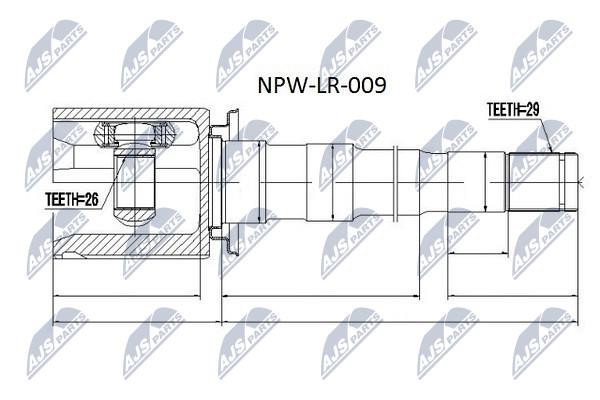NTY NPW-LR-009 Шарнір рівних кутових швидкостей (ШРКШ) NPWLR009: Приваблива ціна - Купити в Україні на EXIST.UA!