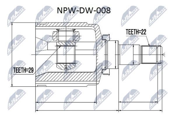 NTY NPW-DW-008 Шарнір рівних кутових швидкостей (ШРУС), внутрішній NPWDW008: Купити в Україні - Добра ціна на EXIST.UA!