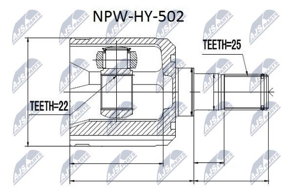 NTY NPW-HY-502 Шарнір рівних кутових швидкостей (ШРКШ) NPWHY502: Купити в Україні - Добра ціна на EXIST.UA!