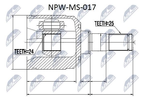 NTY NPW-MS-017 Шарнір рівних кутових швидкостей (ШРУС), внутрішній NPWMS017: Купити в Україні - Добра ціна на EXIST.UA!