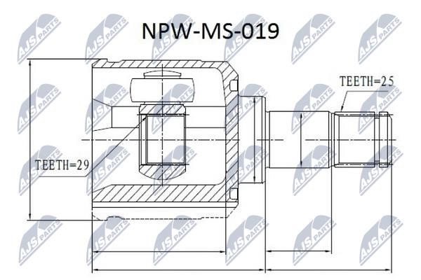 NTY NPW-MS-019 Шарнір рівних кутових швидкостей (ШРУС), внутрішній правий, комплект NPWMS019: Купити в Україні - Добра ціна на EXIST.UA!