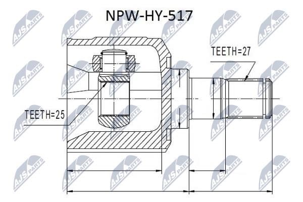 NTY NPW-HY-517 Шарнір рівних кутових швидкостей (ШРУС), внутрішній NPWHY517: Купити в Україні - Добра ціна на EXIST.UA!