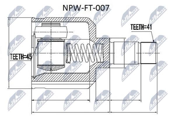 NTY NPW-FT-007 Шарнір рівних кутових швидкостей (ШРУС), внутрішній NPWFT007: Купити в Україні - Добра ціна на EXIST.UA!