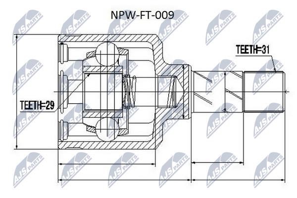 NTY NPW-FT-009 Шарнір рівних кутових швидкостей (ШРУС), внутрішній NPWFT009: Купити в Україні - Добра ціна на EXIST.UA!
