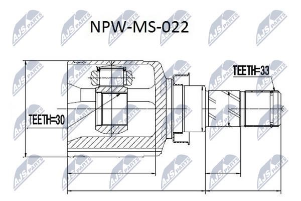 NTY NPW-MS-022 Шарнір рівних кутових швидкостей (ШРУС), внутрішній NPWMS022: Купити в Україні - Добра ціна на EXIST.UA!