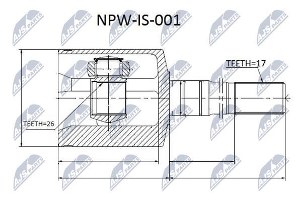 NTY NPW-IS-001 Шарнір рівних кутових швидкостей (ШРУС), внутрішній NPWIS001: Купити в Україні - Добра ціна на EXIST.UA!