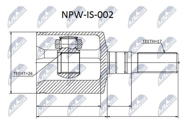 NTY NPW-IS-002 Шарнір рівних кутових швидкостей (ШРУС), внутрішній NPWIS002: Купити в Україні - Добра ціна на EXIST.UA!