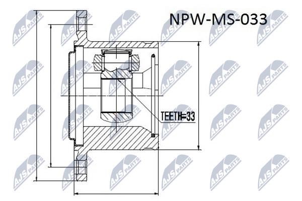 Шарнір рівних кутових швидкостей (ШРУС), внутрішній NTY NPW-MS-033