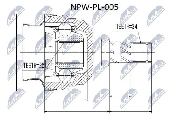 NTY NPW-PL-005 Шарнір рівних кутових швидкостей (ШРУС), внутрішній NPWPL005: Купити в Україні - Добра ціна на EXIST.UA!
