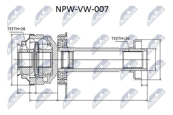 Шарнір рівних кутових швидкостей (ШРУС), внутрішній NTY NPW-VW-007