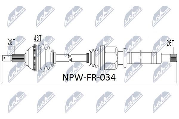 NPWFR034 NTY Вал приводной правый