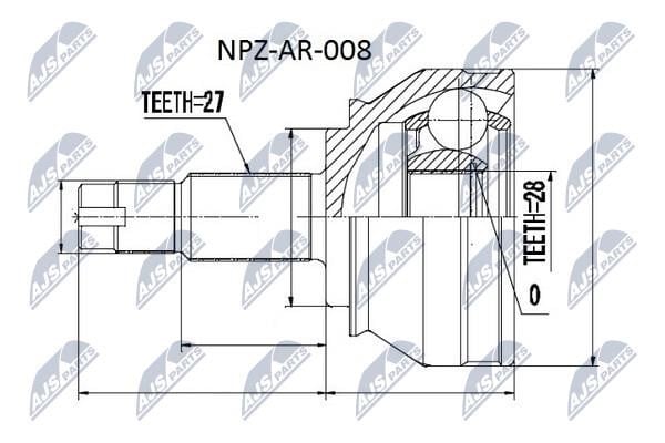 NTY NPZ-AR-008 Шарнір рівних кутових швидкостей (ШРУС), зовнішній, комплект NPZAR008: Купити в Україні - Добра ціна на EXIST.UA!