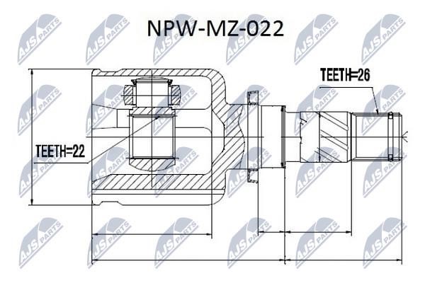 NTY NPW-MZ-022 Шарнір рівних кутових швидкостей (ШРУС), внутрішній NPWMZ022: Купити в Україні - Добра ціна на EXIST.UA!