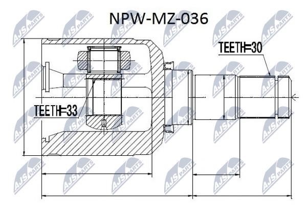 NTY NPW-MZ-036 Шарнір рівних кутових швидкостей (ШРУС), внутрішній NPWMZ036: Купити в Україні - Добра ціна на EXIST.UA!