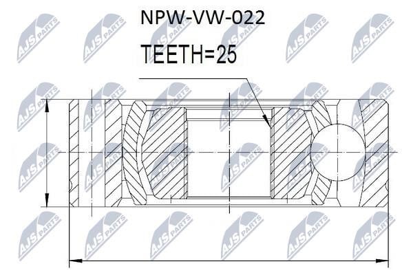 NTY NPW-VW-022 Шарнір рівних кутових швидкостей (ШРКШ) NPWVW022: Купити в Україні - Добра ціна на EXIST.UA!
