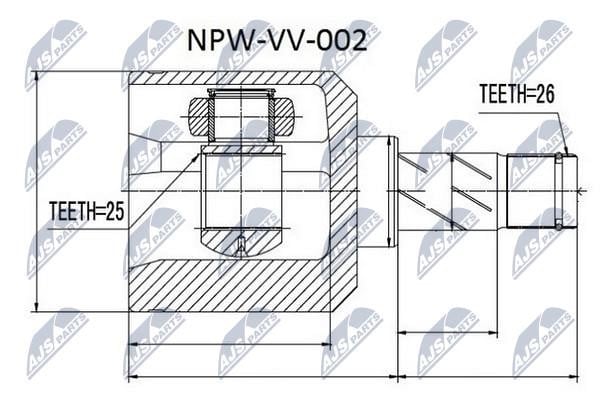 NTY NPW-VV-002 Шарнір рівних кутових швидкостей (ШРУС), внутрішній NPWVV002: Купити в Україні - Добра ціна на EXIST.UA!