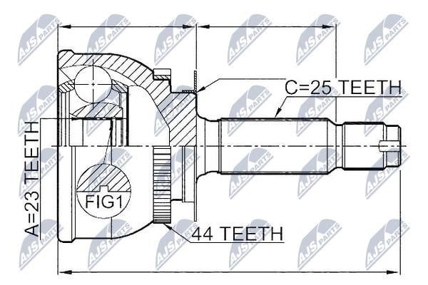 NTY NPZ-HY-549 Шарнір рівних кутових швидкостей (ШРУС), зовнішній, комплект NPZHY549: Приваблива ціна - Купити в Україні на EXIST.UA!