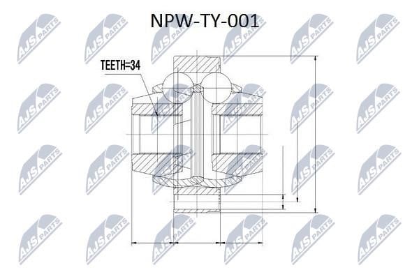 NTY NPW-TY-001 Шарнір рівних кутових швидкостей (ШРУС), внутрішній NPWTY001: Купити в Україні - Добра ціна на EXIST.UA!