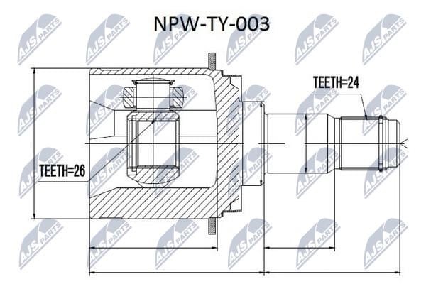NTY NPW-TY-003 Шарнір рівних кутових швидкостей (ШРУС), внутрішній NPWTY003: Купити в Україні - Добра ціна на EXIST.UA!