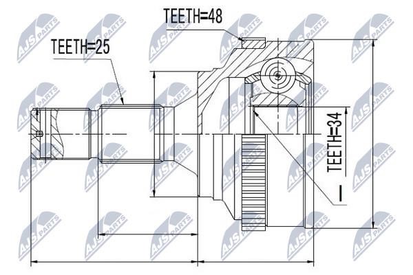 Шарнир равных угловых скоростей (ШРУС), наружный, комплект NTY NPZ-PE-018