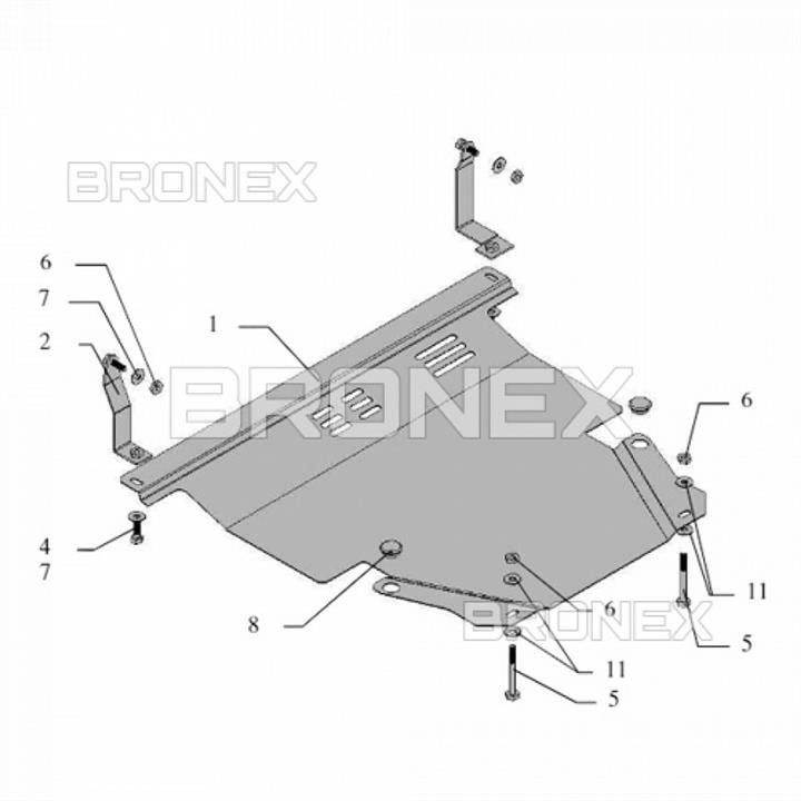 Bronex 101.0019.00 Захист двигуна Bronex стандартна 101.0019.00 для Kia Picanto I (радіатор, КПП) 101001900: Купити в Україні - Добра ціна на EXIST.UA!