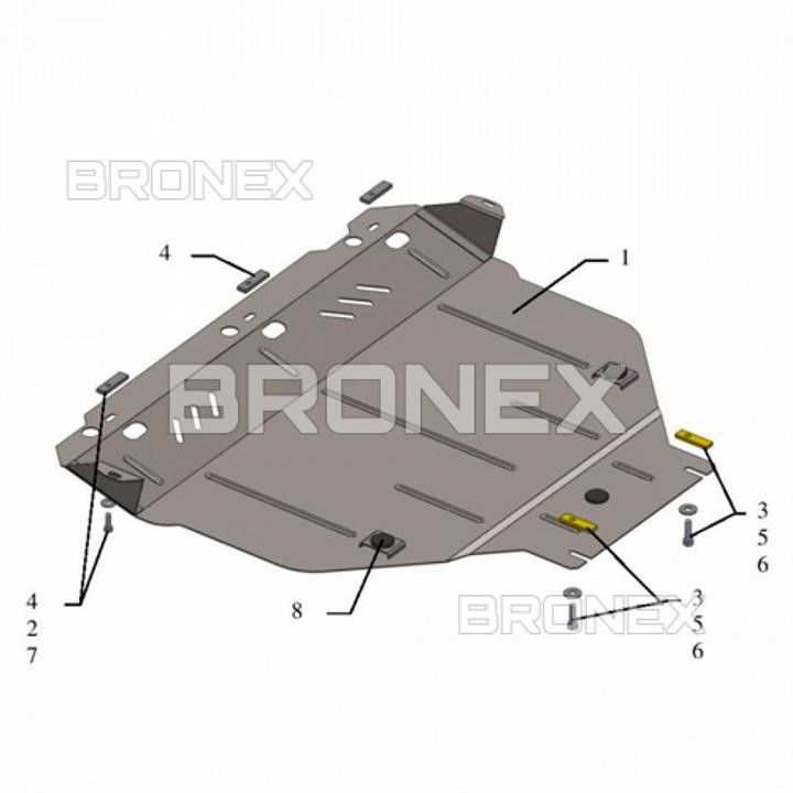 Захист двигуна Bronex стандартна 101.0241.00 для Ford Kuga (радіатор, КПП) Bronex 101.0241.00