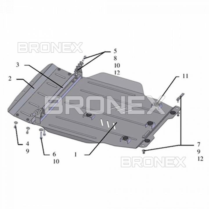 Bronex 101.0245.00 Захист двигуна Bronex стандартна 101.0245.00 для Mitsubishi Lancer Evolution X (радіатор, КПП) 101024500: Купити в Україні - Добра ціна на EXIST.UA!