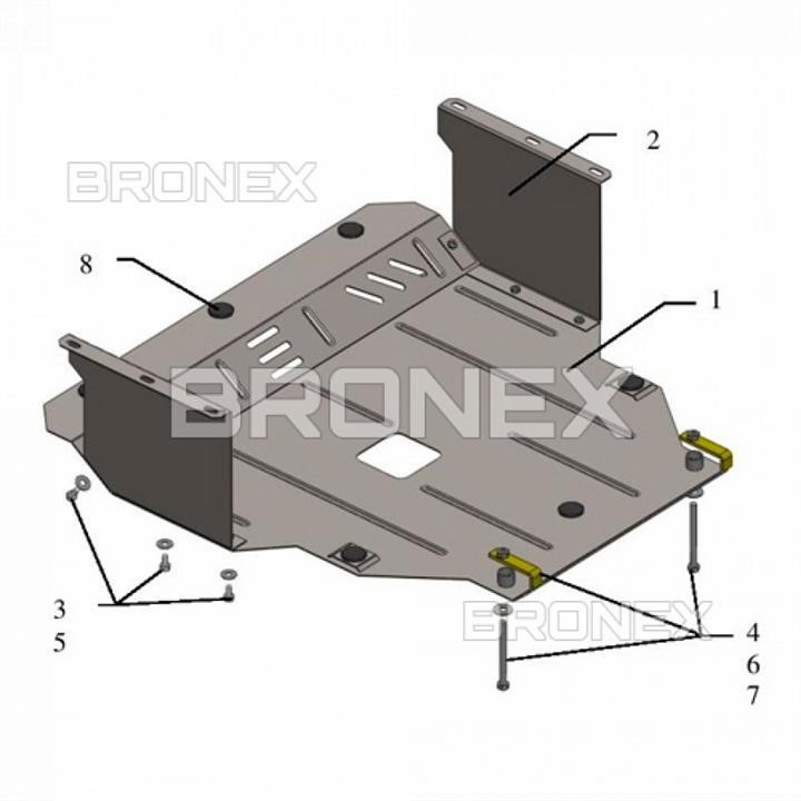 Bronex 101.0347.00 Захист двигуна Bronex стандартна 101.0347.00 для Kia Picanto II (радіатор, КПП) 101034700: Купити в Україні - Добра ціна на EXIST.UA!