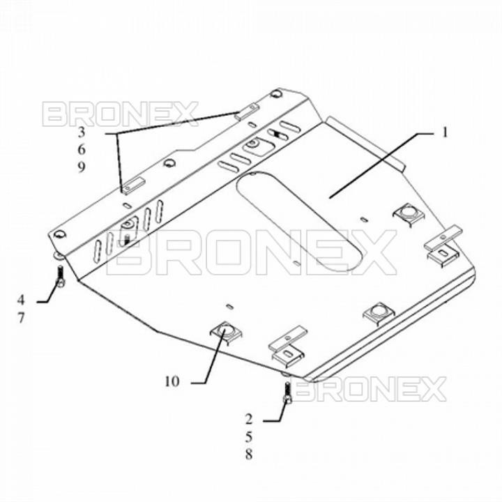 101018800 Bronex Защита двигателя Bronex стандартная 101.0188.00 для Nissan Micra (радиатор, КПП)