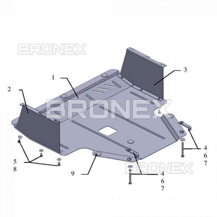 Bronex 101.0295.00 Захист двигуна Bronex стандартна 101.0295.00 для Kia Venga (радіатор, КПП) 101029500: Купити в Україні - Добра ціна на EXIST.UA!
