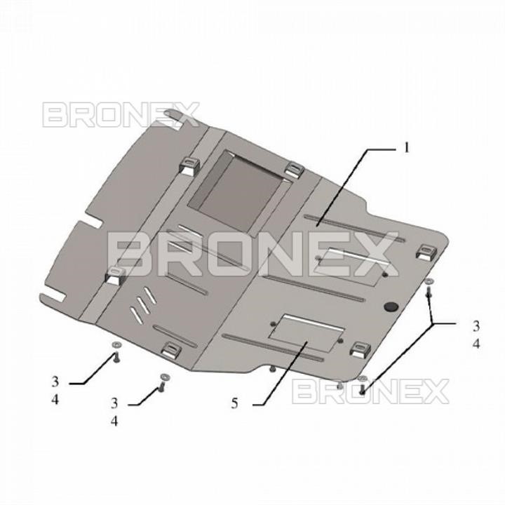 Защита двигателя Bronex стандартная 101.0307.00 для Volkswagen T5 / T6 (радиатор, КПП, кондиционер) Bronex 101.0307.00