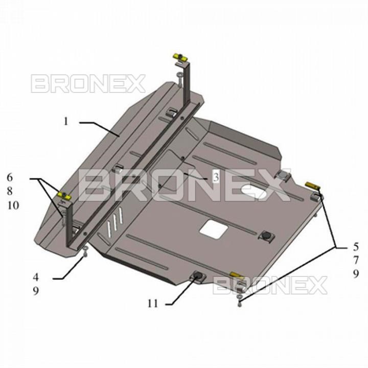 Bronex 101.0452.00 Захист двигуна Bronex стандартна 101.0452.00 для Hyundai Santa Fe/Grand Santa Fe (радіатор, КПП) 101045200: Купити в Україні - Добра ціна на EXIST.UA!
