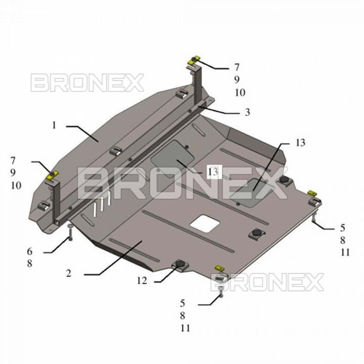 Bronex 101.0454.00 Захист двигуна Bronex стандартна 101.0454.00 для Kia Sorento II (радіатор, КПП) 101045400: Купити в Україні - Добра ціна на EXIST.UA!