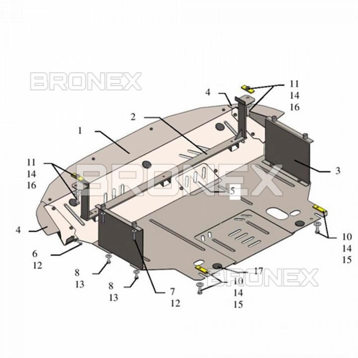 Bronex 101.0374.00 Захист двигуна Bronex стандартна 101.0374.00 для Kia Sportage III (радіатор, КПП) 101037400: Купити в Україні - Добра ціна на EXIST.UA!