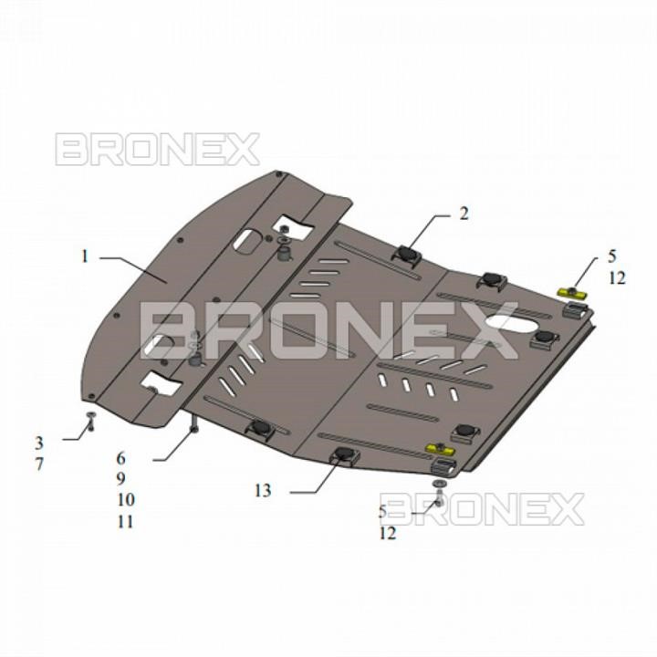 Bronex 101.0505.00 Захист двигуна Bronex стандартна 101.0505.00 для Nissan Pathfinder IV (радіатор, КПП) 101050500: Купити в Україні - Добра ціна на EXIST.UA!
