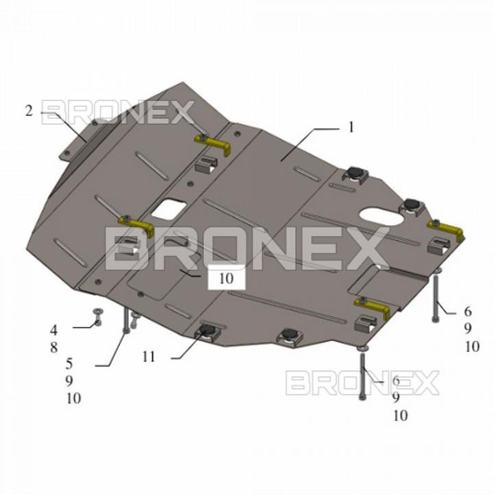 Bronex 101.0459.00 Захист двигуна Bronex стандартна 101.0459.00 для Nissan Murano (радіатор, КПП) 101045900: Купити в Україні - Добра ціна на EXIST.UA!