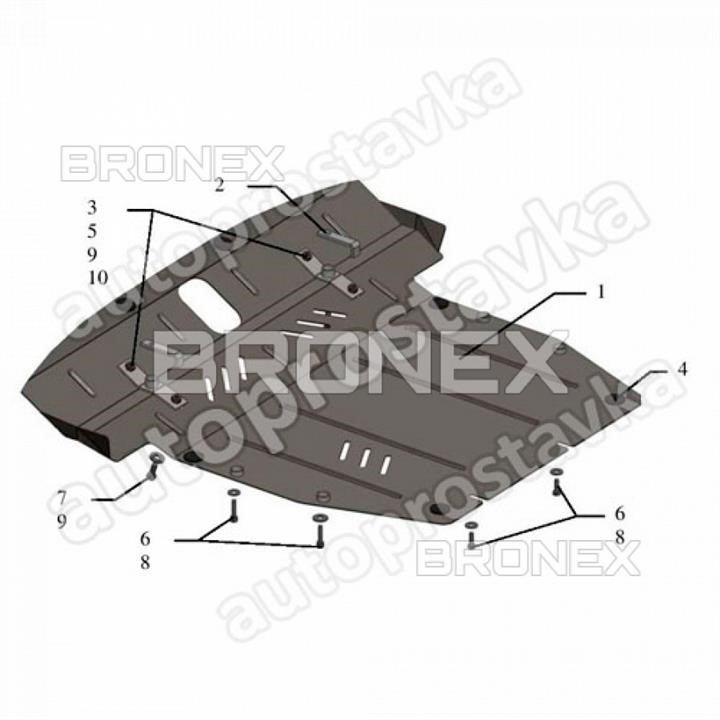 Bronex 101.0277.00 Захист двигуна Bronex стандартна 101.0277.00 для Kia Sorento II (радіатор, КПП) 101027700: Купити в Україні - Добра ціна на EXIST.UA!