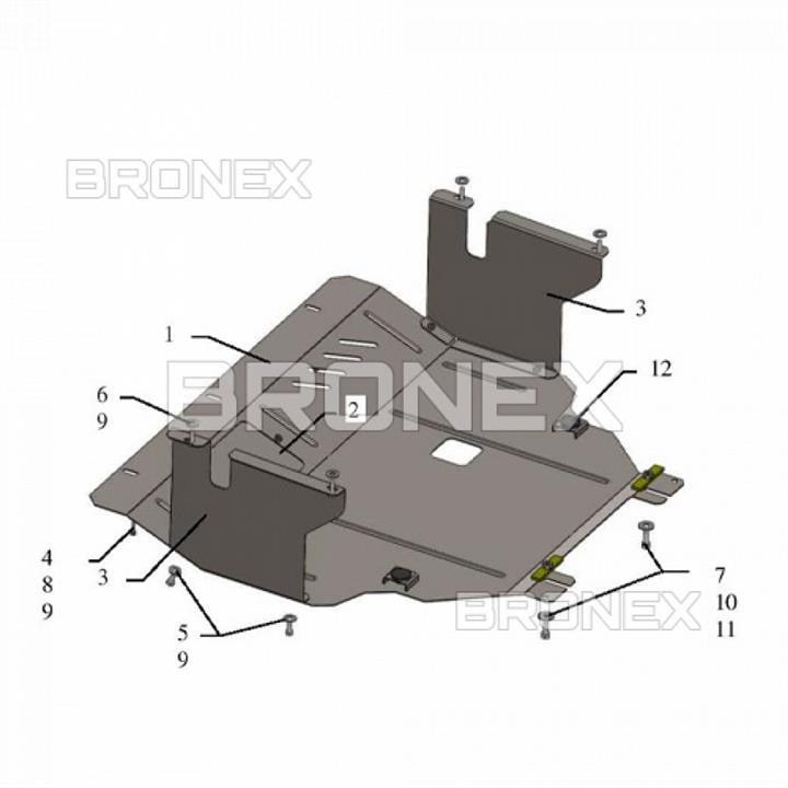 Bronex 101.0556.00 Захист двигуна Bronex стандартна 101.0556.00 для Nissan X-Trail (радіатор, КПП) 101055600: Приваблива ціна - Купити в Україні на EXIST.UA!