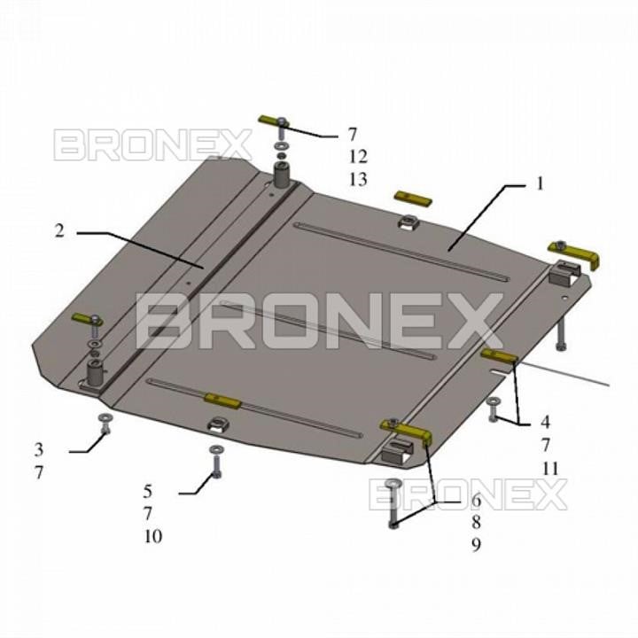 101042400 Bronex Защита двигателя Bronex стандартная 101.0424.00 для Honda CR-V IV (радиатор, КПП)