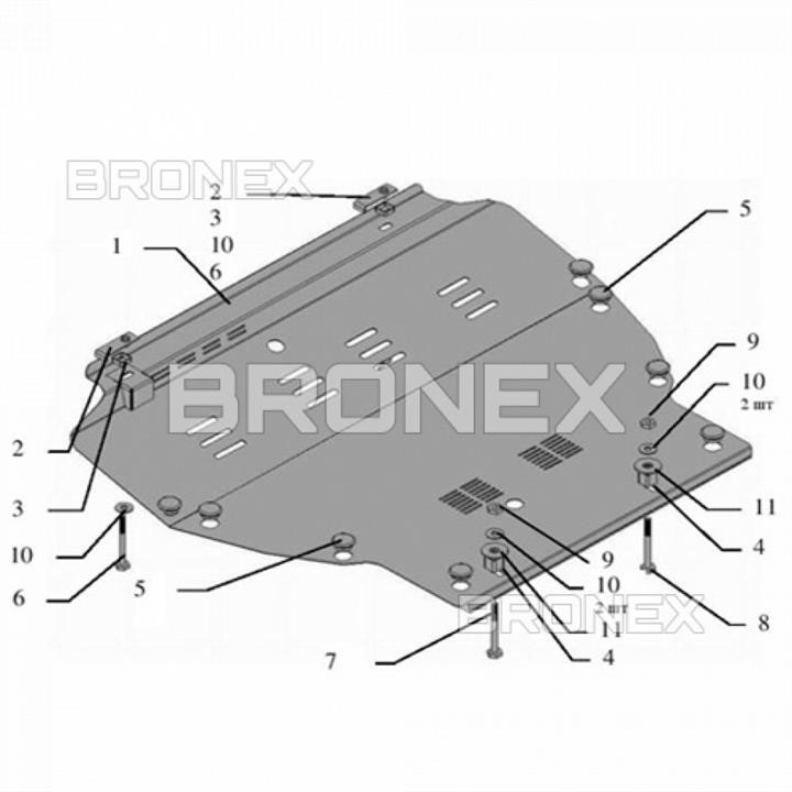 Захист двигуна Bronex стандартна 101.0558.00 для Chrysler 200 (радіатор, КПП) Bronex 101.0558.00