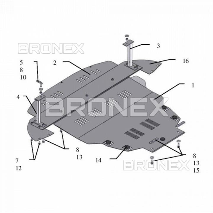 Bronex 101.0224.00 Захист двигуна Bronex стандартна 101.0224.00 для Ford Focus / C-Max /Focus II (радіатор, КПП) 101022400: Купити в Україні - Добра ціна на EXIST.UA!
