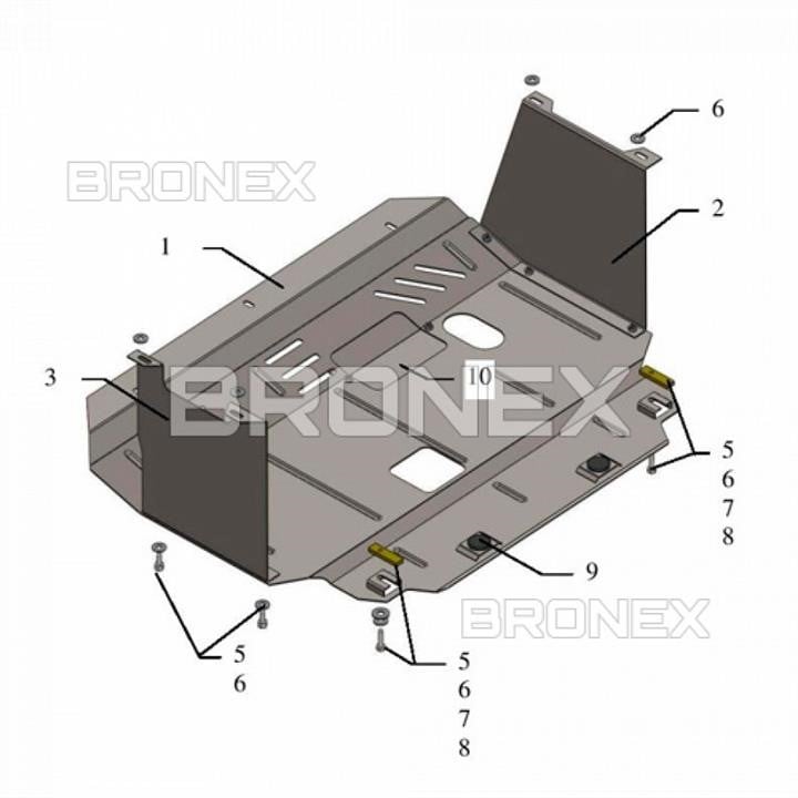 Bronex 101.0468.00 Захист двигуна Bronex стандартна 101.0468.00 для Kia Cerato III (КПП) 101046800: Купити в Україні - Добра ціна на EXIST.UA!