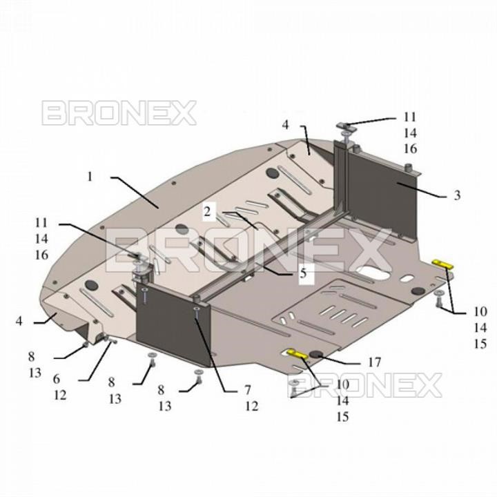 Bronex 101.0327.00 Захист двигуна Bronex стандартна 101.0327.00 для Kia Sportage III (радіатор, КПП) 101032700: Купити в Україні - Добра ціна на EXIST.UA!